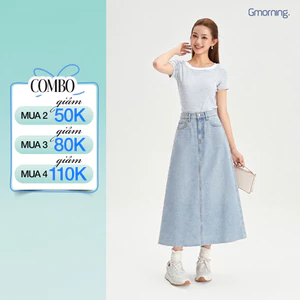 Chân Váy Jean Nữ Gmorning - GUMAC Form A Xòe Nhẹ Lai Cắt Thời Trang Trẻ Trung Hiện Đại YVJG03036
