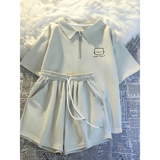 Bộ đồ thể thao nữ mùa hè mới, kiểu dáng rộng rãi, cổ polo, phong cách giản dị dành cho nữ