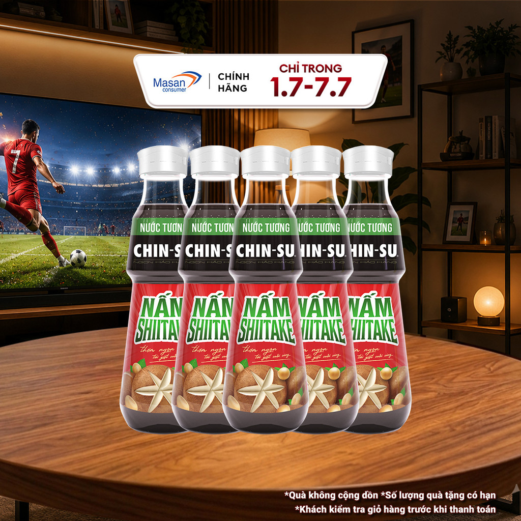 Combo 5 Nước Tương CHIN-SU Nấm Shiitake Chai 330ml