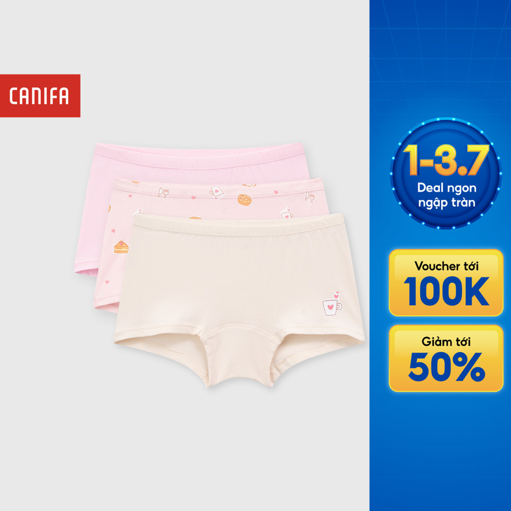 Combo 3 quần lót bé gái CANIFA dáng boyshort co giãn tốt | OEKO-TEX 1US26A003