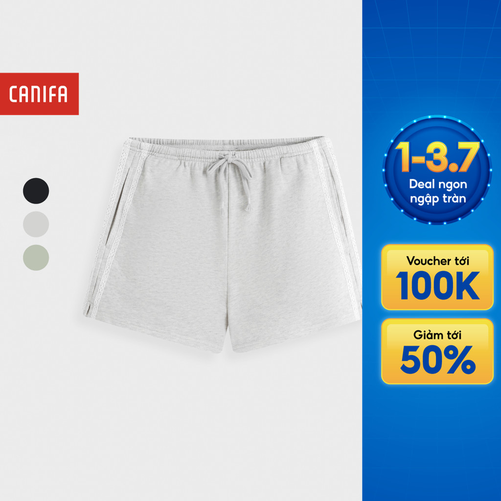 Quần short nữ cạp chun có dây điều chỉnh chất liệu cotton USA cao cấp CANIFA 6BS26S003