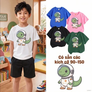 Áo phông bé trai mùa hè Hút ẩm tốt Dễ chịu khi mặc khủng long họa tiết bé từ 2-12 tuổi