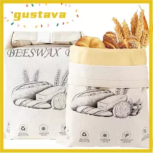 Túi đựng bánh mì sáp ong GUSTAVA 1PC, Túi đựng bánh mì giữ tươi có thể tái sử dụng 43 * 33cm, Túi đựng bánh mì cầm tay phủ sáp ong dung tích lớn Sử dụng tủ đông