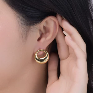 Hoa Tai nữ Lumière Hoops thiết kế tròn mạ vàng cao cấp, phù hợp đi tiệc, đi chơi, đi làm - DOJI