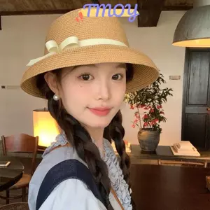 TMOY Thanh Lịch Hepburn Nữ Đi Biển Che Nắng Mũ Thời Trang Mùa Hè Retro Mũ Nơ Người Cá Mũ TMOY