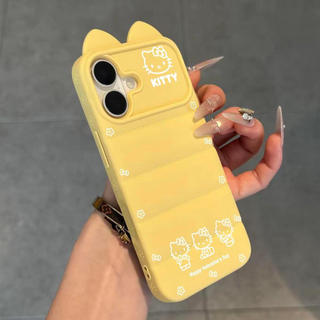 Ốp lưng nhựa mềm áo lông vũ tai mèo Hello Kitty nét vẽ đơn giản, chống va đập bền lâu iPhone 12/13/14/15/16 Pro Max