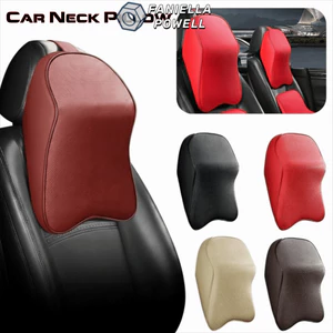 Đệm tựa đầu FANIELLAPOWELL, Gối cổ ô tô Memory Foam Nappa, Gối tựa thoáng khí bằng da PU đa năng màu trơn cho du lịch ô tô