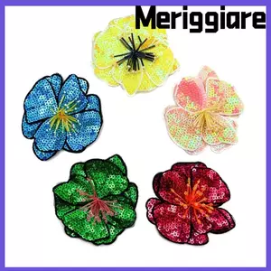 MERIGGIARE Hoa Táo, Kích Thước Lớn Handmade Hạt May Trên Miếng Dán, Thời Trang Một Lớp DIY Nhiều Màu Sắc Kim Sa Lấp Lánh Sửa Chữa Lỗ Đính Trang Trí Quần Áo