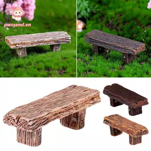 Ghế Gỗ Mini PWSEND, Tượng Vườn Cổ Tích Búp Bê Công Viên Ghế Dự Bị Thu Nhỏ, DIY Cặp Đôi Lãng Mạn Ghế Nhựa