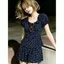 Áo hoa cổ điển + Quần short mùa hè Slim-fit Thoải mái phong cách cung điện Bộ đồ ngủ gia đình
