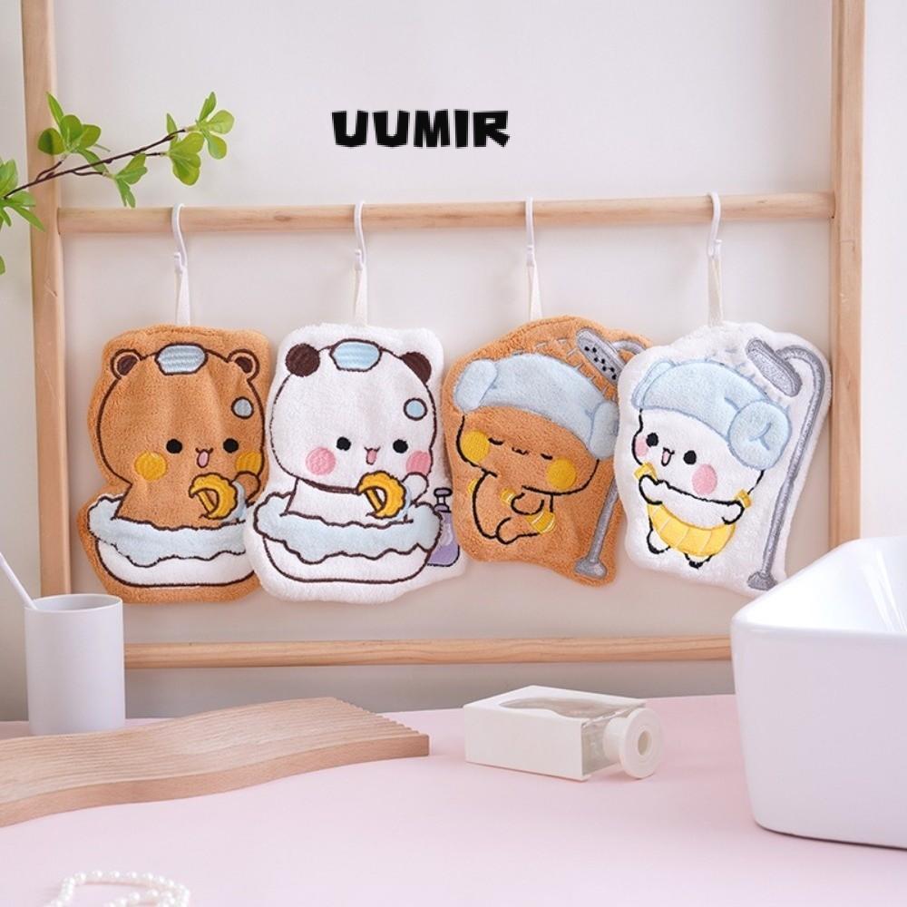 Khăn tay UUMIR, Vải lau Bubu Dudu hoạt hình Kawaii, Khăn treo thấm dày nhung san hô Khăn lau nhà bếp