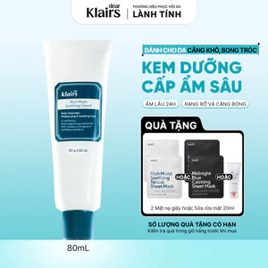 Kem dưỡng Dear, Klairs Rich Moist Soothing Cream hỗ trợ cấp ẩm và làm dịu mát da 80g [FS]