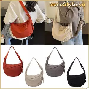 Túi Đeo Vai MONOSTYLE, Túi Đeo Ngang Dung Tích Lớn Đơn Giản Hàn Quốc, Màu Trơn Đa Năng Nhẹ Vải Thể Thao Hobos Túi Nữ