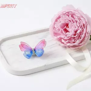 HFSHY Bướm Kẹp Tóc 10 Chiếc Sáng Bóng Kim Cương Giả Nhiều Màu Sắc Chuyển Màu Sắc Hai Lớp Organza Phụ Kiện Tóc Cho Quà Tặng Ngày Lễ Tình Nhân VN