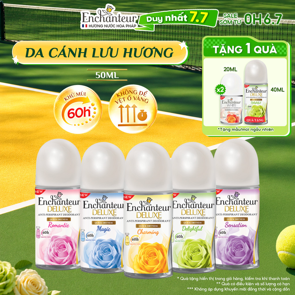 [PHIÊN BẢN MỚI] Lăn khử mùi Enchanteur hương nước hoa Pháp tinh tế, không để lại vệt ố vàng 50ml