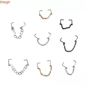 THEGIRL8B Đôi Mũi Dây Xích Nostril Bóng Nữ Kim Cương Giả Trái Tim Tình Yêu Dây Xích Nam Septum Nhẫn Mũi Stud