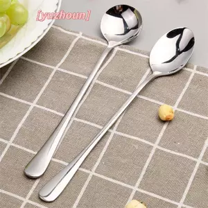 Thìa Cà Phê Bằng Thép Không Gỉ Tay Cầm Dài Kem Món Tráng Miệng Thìa Trà Cho Dã Ngoại Phụ Kiện Nhà Bếp Thìa Cà Phê Đậu