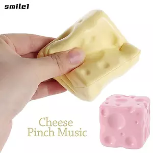 Quả bóng căng thẳng hình viên phô mai SMILE, Đồ chơi kẹp phô mai họa tiết mực chống căng thẳng, Nhào có thể định hình chống vỡ ASMR Đồ chơi căng thẳng giác quan cho trẻ em Người lớn