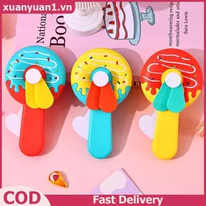 XUAN Mùa Hè Di Động Tay Bấm Quạt Mini Kem Bánh Quy Đồ Chơi Trẻ Em Thiết Kế Dễ Thương Cho Dã Ngoại Ngoài Trời Trường Sử Dụng VN