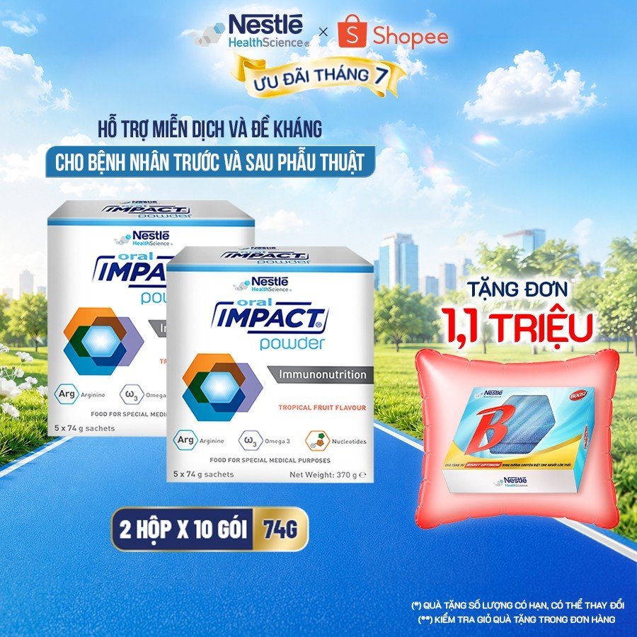 Bộ 2 Sữa Dinh Dưỡng Y Học NESTLÉ ORAL IMPACT Đức Cho Người Ung Thư,Phẫu Thuật 5 Gói x 74G