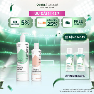 Bộ 1 Sữa tắm Lactacyd Ever Fresh mang lại làn da thơm mát + 1 DDVS Phụ nữ Lactacyd Pro Sensitive Cho Da Nhạy Cảm 250ml W