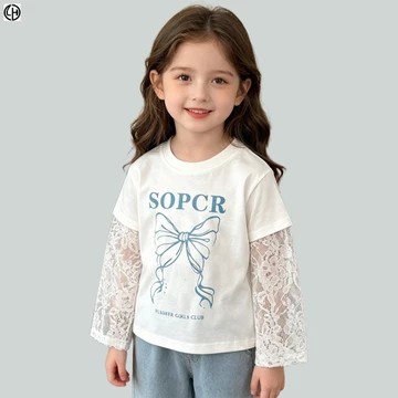 {LH} Hàng có sẵn 90 ~ 170cm Áo sơ mi đáy bé gái phong cách mới Xuân hè Kỳ nghỉ hai mảnh Áo thun dài tay cho trẻ em Quần áo trẻ em Quần áo trẻ em Quần áo em