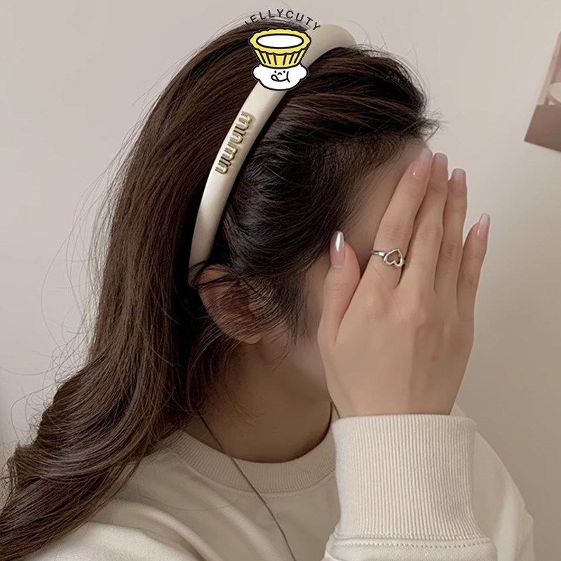 [jell] Đa Năng Cao Cấp Sense Mũ Nữ Rửa Mặt Băng Đô Chữ Đen Satin Băng Đô