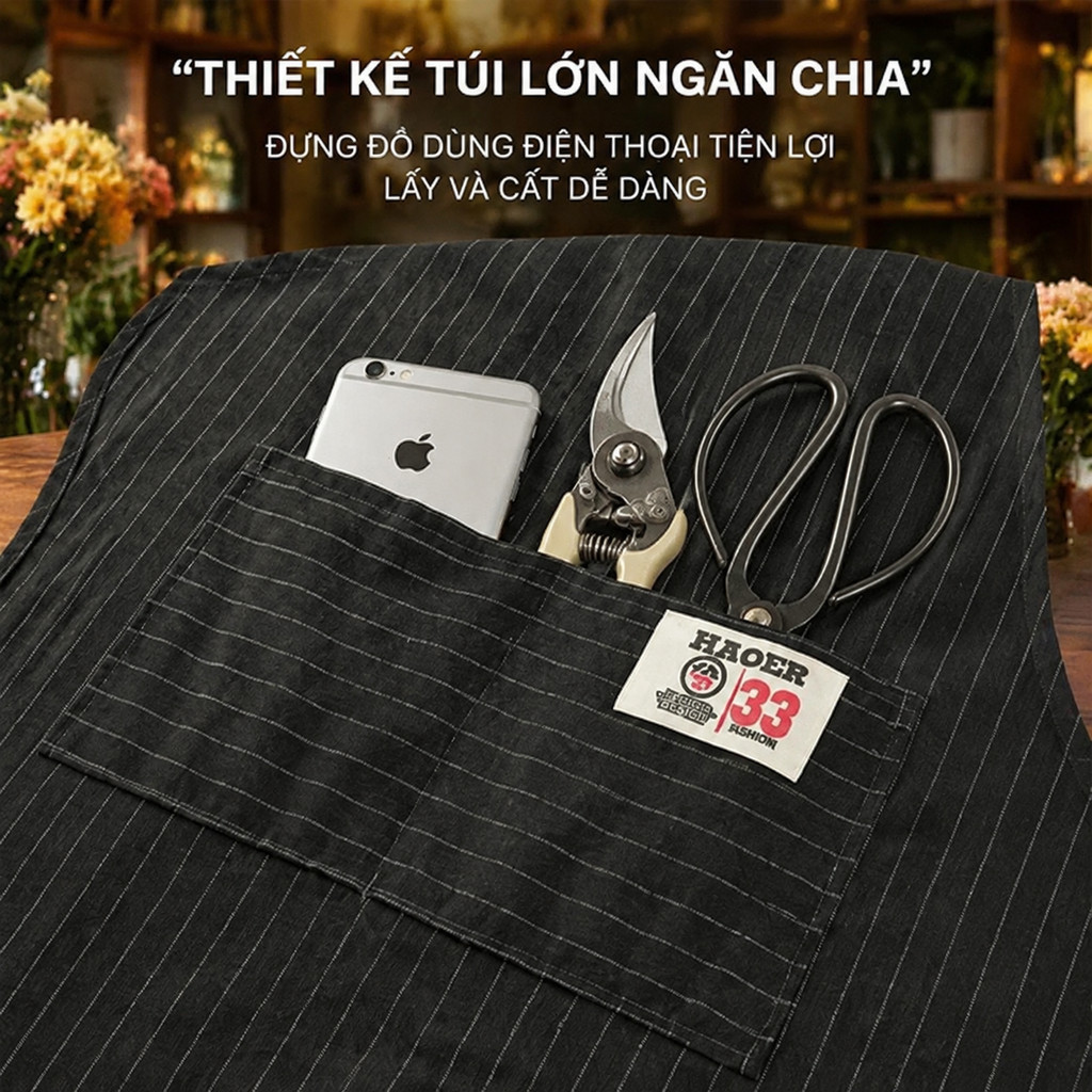 Tạp dề cổ dây có thể điều chỉnh cho người bán hoa, chống dầu, thích hợp để phục vụ, làm vườn và người bán hoa; Thắt lưng cotton cho nữ. | BigBuy360 - bigbuy360.vn