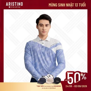 Áo polo nam dài tay ARISTINO GOLF họa tiết in độc đáo, thiết kế khỏe khoắn, nam tính - ALPG30W2