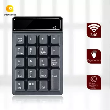 KEMCANVAS​ Bàn phím số không dây 2.4G, Bàn phím có dây cảm giác cơ học Bàn phím nhỏ Bluetooth, Numpad 19 phím Bàn phím số USB Mini chống nước di động Laptop