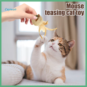 Caywon Rat Cat Toy Sisal Fiber Cat Toy Đồ chơi Sisal dệt bằng tay tự nhiên Đồ chơi cho mèo Sisal Balls Chuột có lông vũ và chuông Đồ chơi cào nhai bền cho mèo con và mèo để chơi
