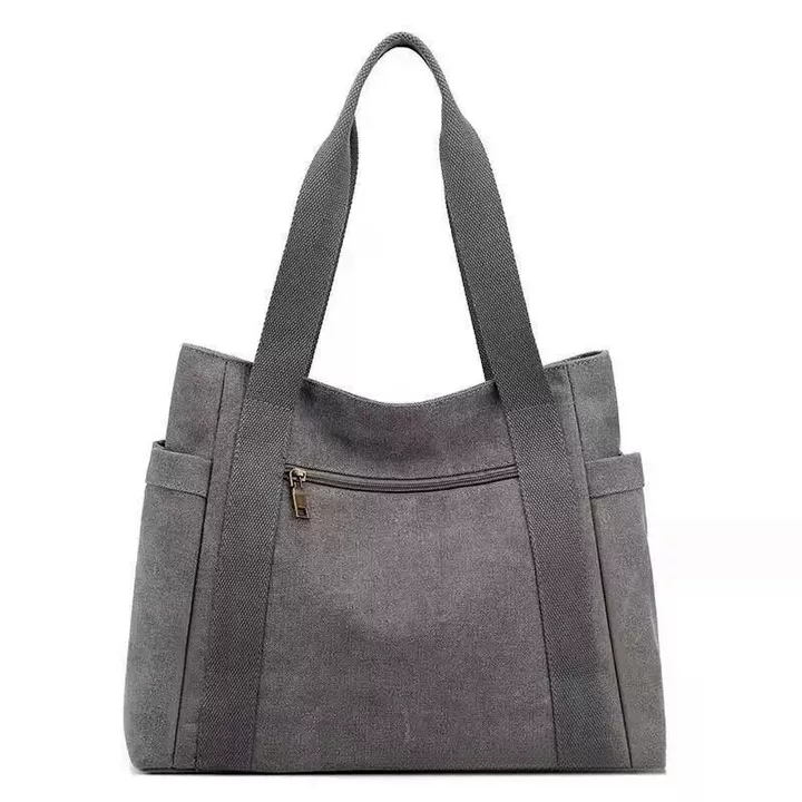 Túi tote vải canvas nghệ thuật và tối giản dành cho nữ; Túi xách mẹ, túi xách công sở trung niên, túi đeo chéo dung tích lớn, túi đeo vai nữ – 3