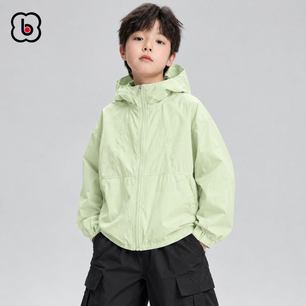 Áo khoác gió cho bé trai 2 lớp BabyloveGO, áo khoác thu đông có mũ cản nắng gió, vải dù chống nước cho bé 1-12 tuổi