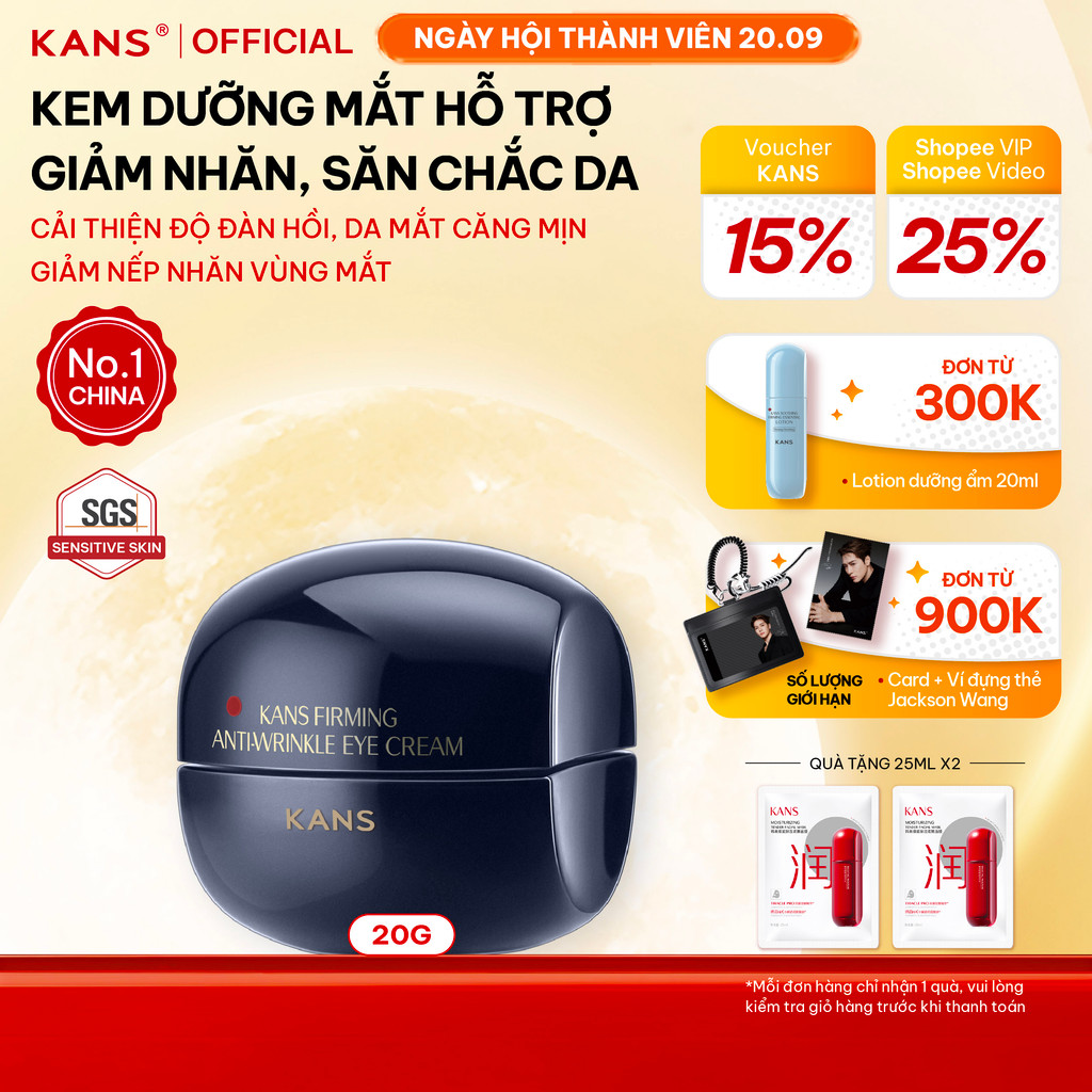 KANS Kem Mắt Chống Lão Hóa 20g Giúp Giảm Nếp Nhăn Đuôi Mắt, Săn Chắc Da, Tăng Độ Đàn Hồi Với Peptide Kép