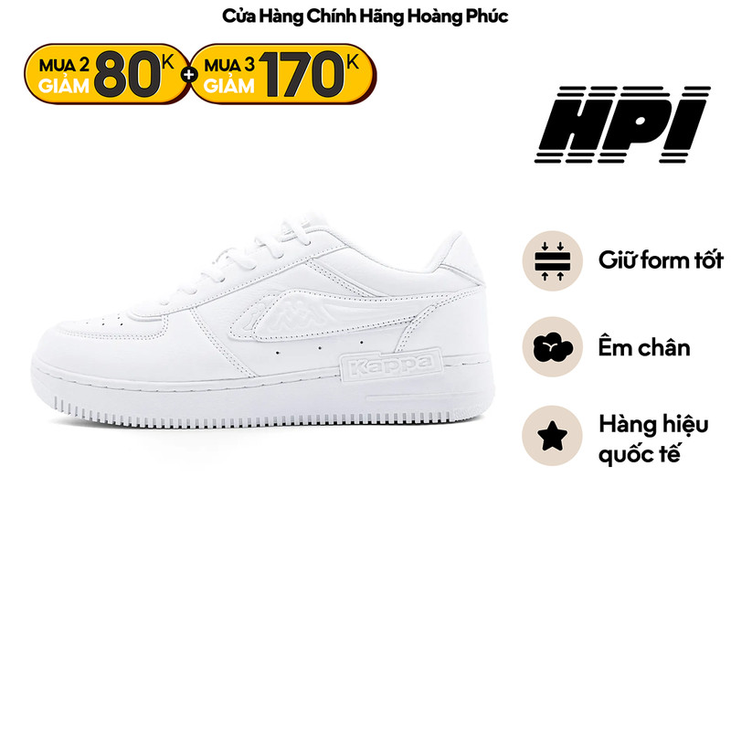 Giày Thể Thao Nam Nữ KAPPA Da Nhân Tạo Đế TPR Êm Chân Chống Trượt Màu Trắng 35225EW