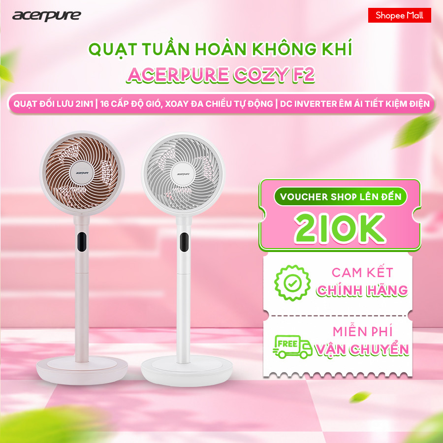 Quạt tuần hoàn không khí Acerpure Cozy F2 động cơ Inverter tiết kiệm điện, gió 25m - BH 12 tháng