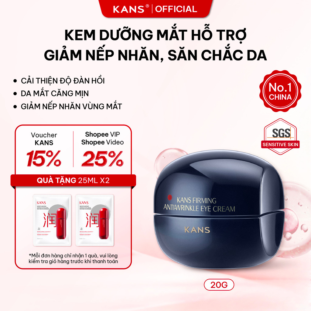 KANS Kem Mắt Chống Lão Hóa 20g Giúp Giảm Nếp Nhăn Đuôi Mắt, Săn Chắc Da, Tăng Độ Đàn Hồi Với Peptide Kép