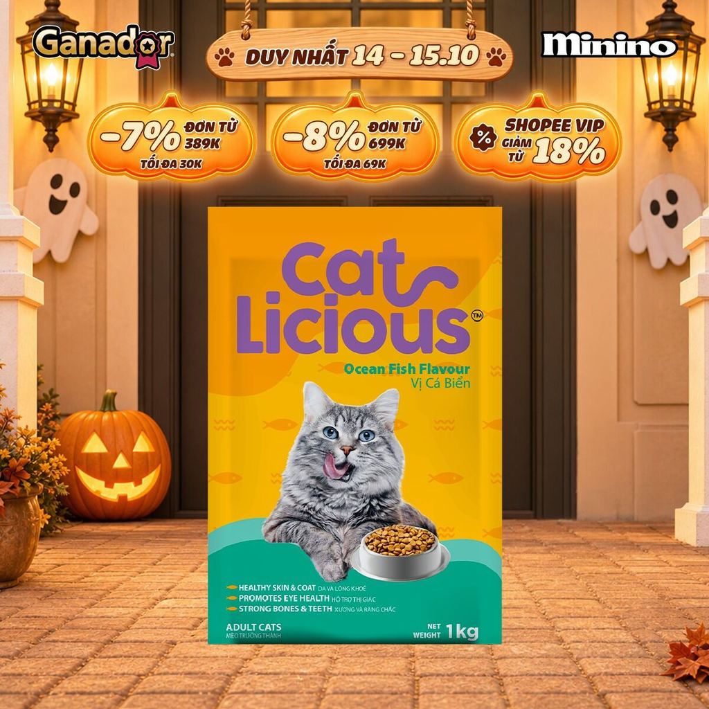 Thức ăn hạt Catlicious cho mèo vị Cá biển túi 1kg