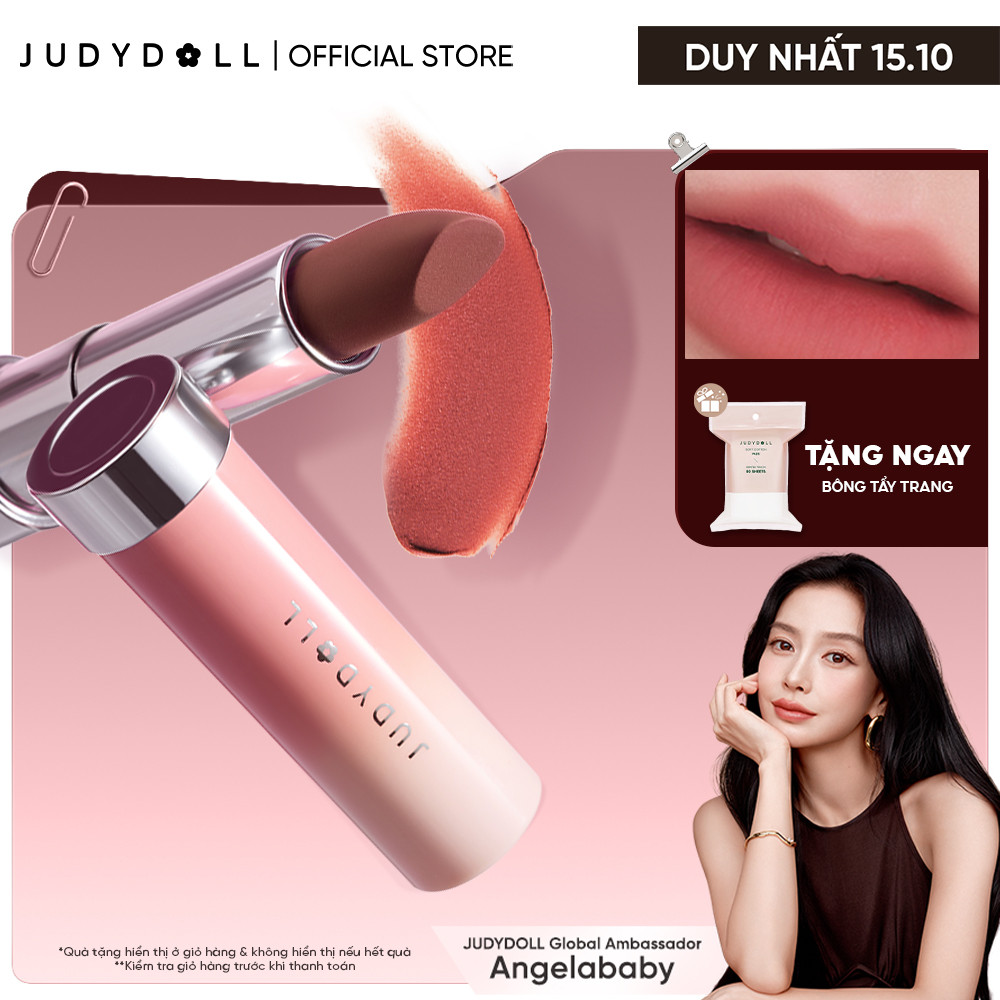 [MỚI] Son Lì JUDYDOLL Velvet Matte Lipstick Son thỏi Ẩm mướt Bơ mịn Mờ vân môi 3,6g