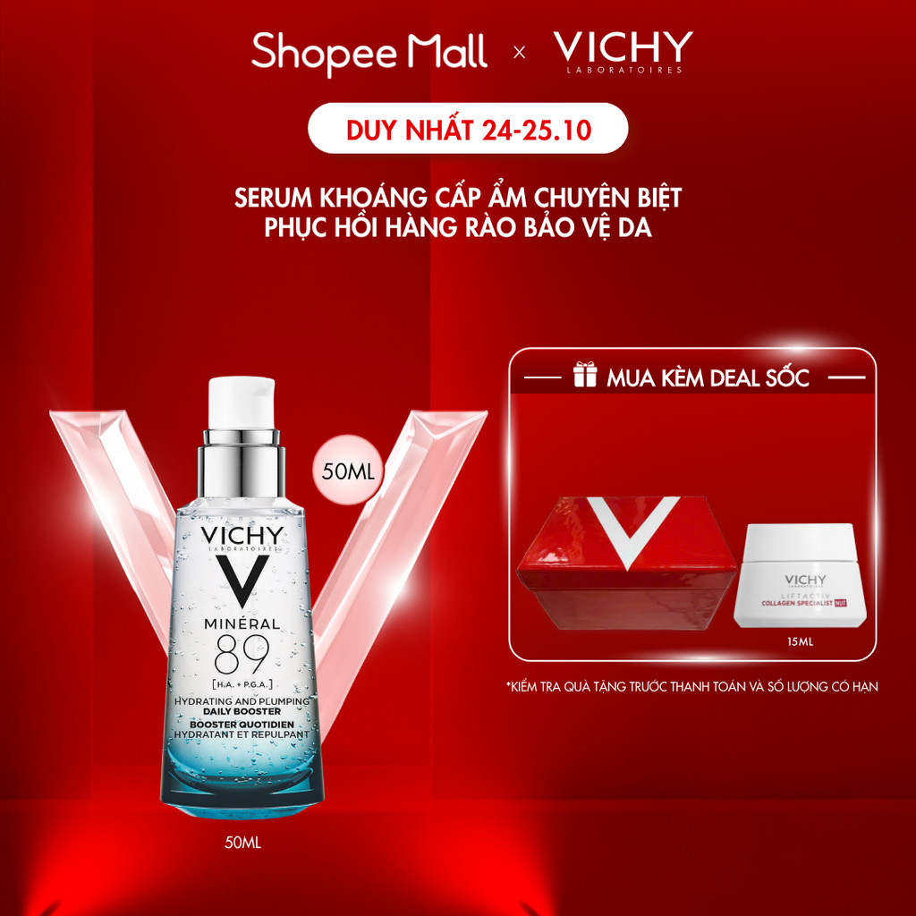 Serum khoáng “quốc dân” giúp phục hồi và cấp ẩm chuyên biệt Vichy Mineral 89 50ml, chống đa tác nhân làm suy yếu da