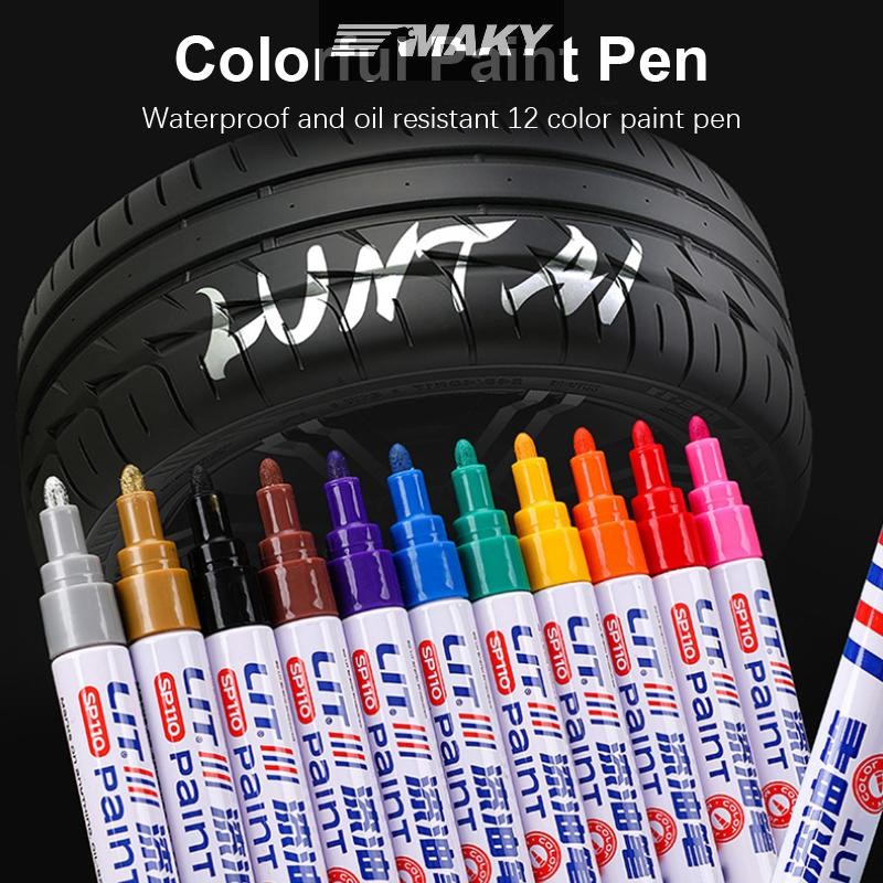 Bút sơn đánh dấu vĩnh viễn chống nước nhiều màu, dùng cho lốp xe, vải, cao su, graffiti, sơn dặm, cảm ứng