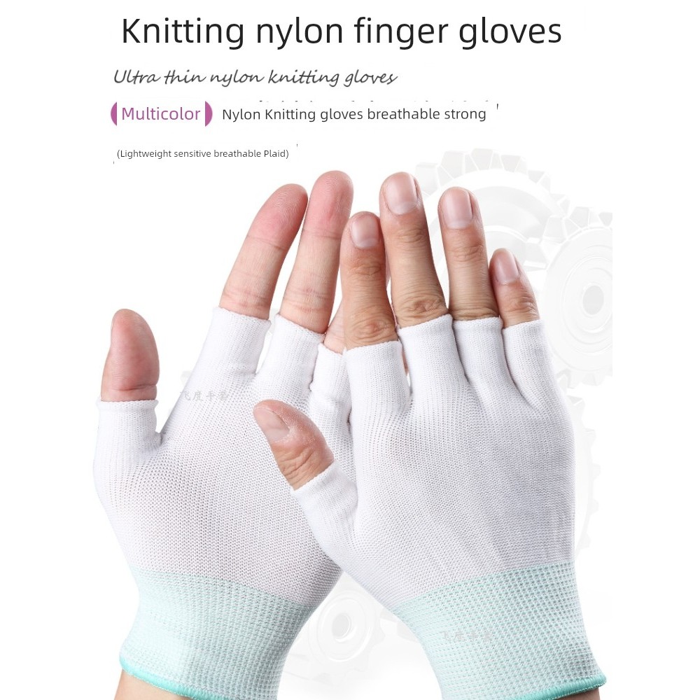 Găng tay bảo hộ lao động nylon mỏng thoáng khí, chống trơn trượt, đàn hồi tốt cho cả nam và nữ
