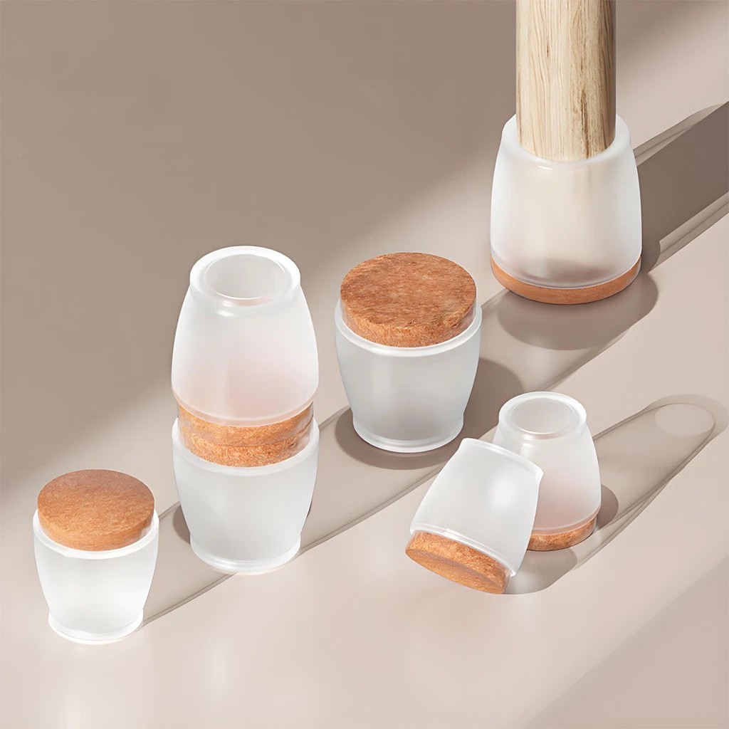 SET 4 Đệm Lót Chân Bàn Ghế Chống Ồn Bọc Chân Ghế Gỗ Silicone Chống Xước Sàn Nhà - FE123