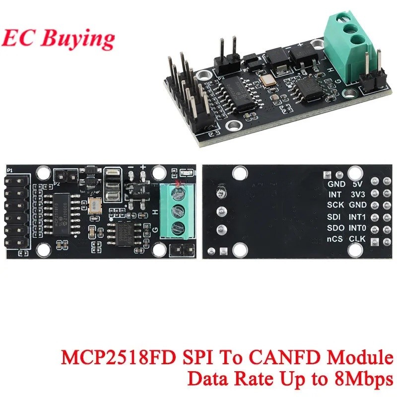 Produktbild von SPI-zu-CAN-FD Konvertermodul MCP2518FD Mit ATA6560 – Ultrahohe MCP2515-Kompatibilität, 3,3/5V, 8 Mbit/s Datenrate