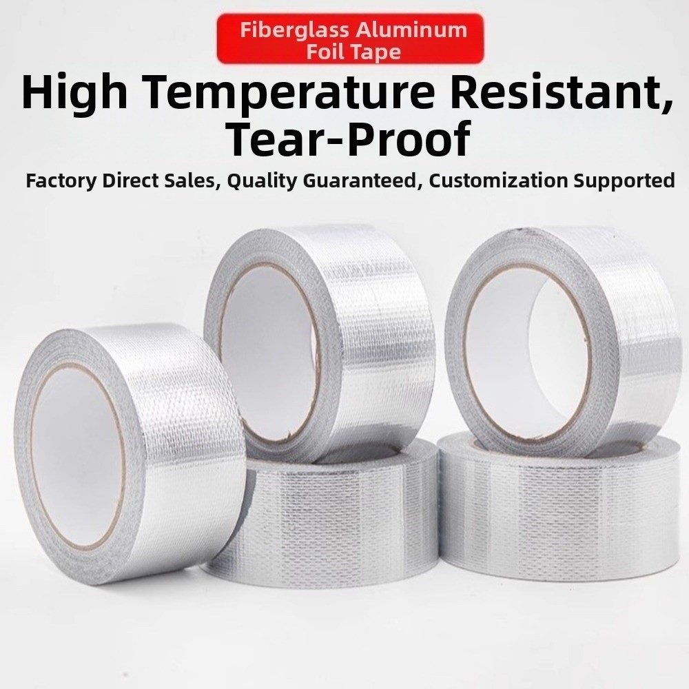 Băng keo nhôm sợi thủy tinh YUUKII, Băng gói ống điều hòa chống nắng 5 / 10 mét, Dụng cụ sửa chữa đường ống chống nước cách nhiệt cho ống điều hòa không khí