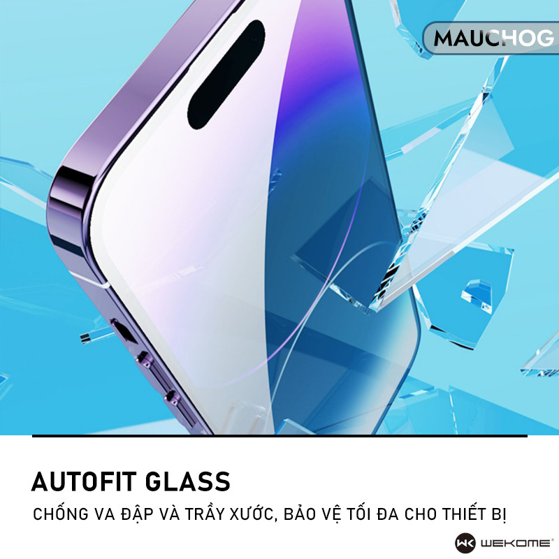 Kính Cường Lực Trong Suốt WK Có Khung Tự Dán Cho Điện Thoại iPhone 17 Pro Max 16 15 14 13 12