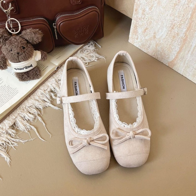Atikota Nữ Giày Đế Bằng Slip-on Thời Trang Ren Ngọt Nơ Trang Trí Đa Năng Thoải Mái Nhẹ Thường Ngày Đế Bằng