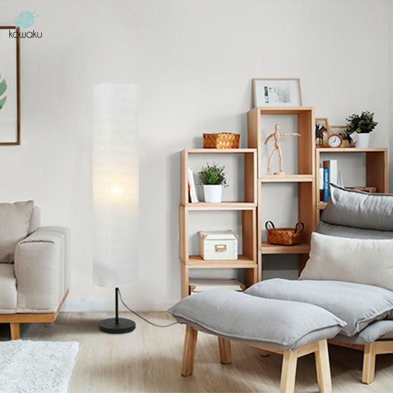 Đèn sàn giấy gạo trắng Bóng đèn đứng phong cách Nhật Bản Vỏ đèn
