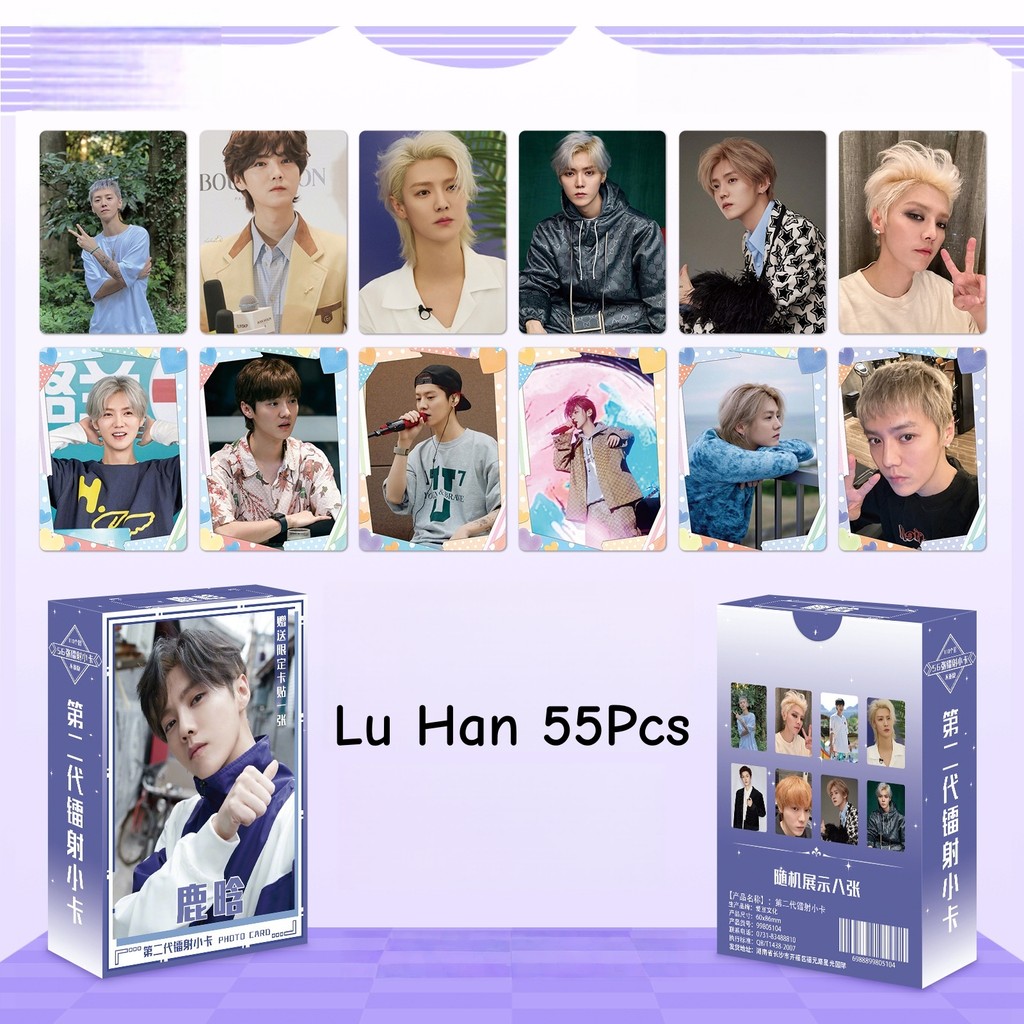 50-55 Cái / hộp EXO Lu Han Photocards LAY Zhang Yixing BAEK HYUN SEHUN Chanyeol SOLO Laser Lomo Cards D.O. Bưu thiếp ba chiều KAI CHEN XIUMIN SUHO YM