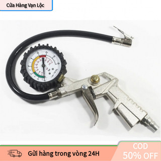 【vạn】Đầu Bơm Hơi Xe Máy Ô Tô Kiêm Đồng Hồ Đo Áp Suất Lốp Chất Liệu Bền, Dễ Tháo Lắp